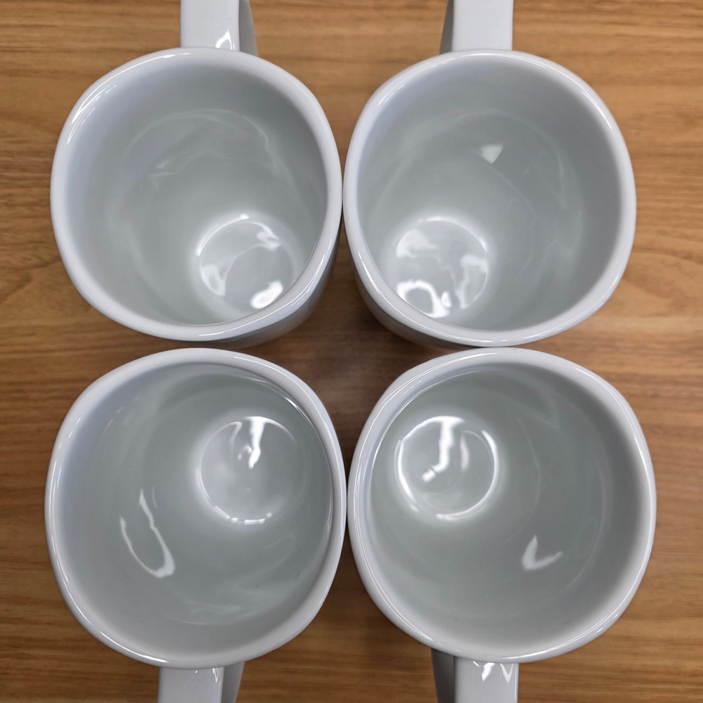 Corelle Splendor Coffee Mugs Square 4.25" 14oz Set of 4 White Red Gray Swirl - Picture 4 of 9